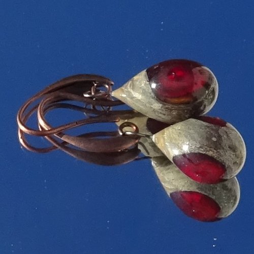 Pendants d'oreille, lampwork, verre filé, perle au chalumeau, bcl.3494