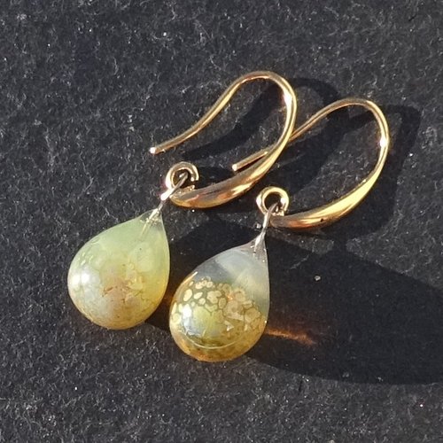 Pendants d'oreille, lampwork, verre filé, perle au chalumeau, bcl.3495