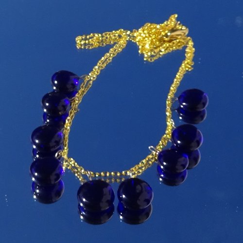 Parure pendentif + pendants perle d'art, lampwork,murano, verre filé cl.1144