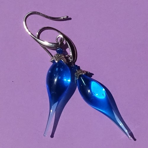 Pendants d'oreille, lampwork, verre filé, perle au chalumeau, bcl.3319