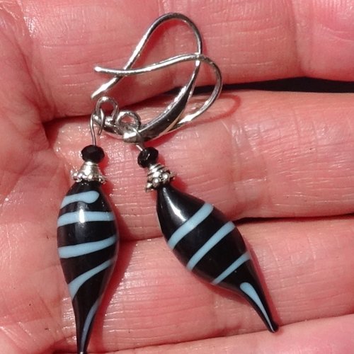 Pendants d'oreille, lampwork, verre filé, perle au chalumeau, bcl.3321