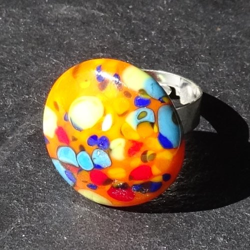 Bague cabochon, lampwork, verre filé, verre de murano, bag.1657