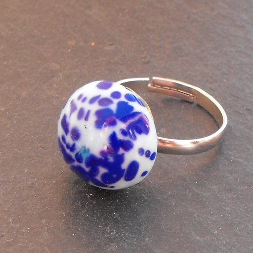 Bague cabochon + puces assorties murano bag.1146