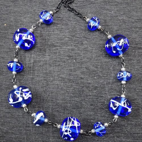 Collier sautoir en perles de verre filé cl.1044