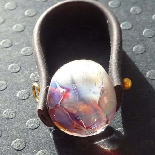 Petite bague, cabochon verre filé, lampwork, bag.1600