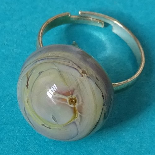 Bague cabochon, lampwork, verre filé, verre de murano, bag.1645