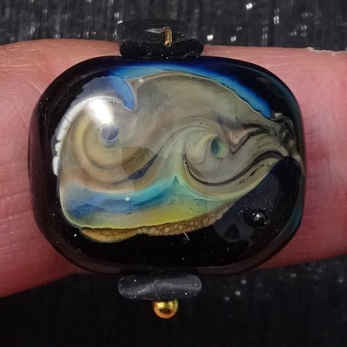 Petite bague, cabochon verre filé, lampwork, bag.1641
