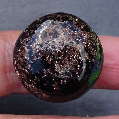 Petite bague cabochon, lampwork, verre filé, verre de murano, bag.1649