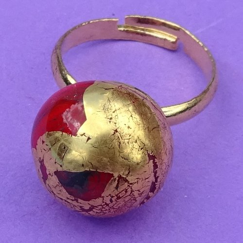 Petite bague cabochon, lampwork, verre filé, verre de murano, bag.1652