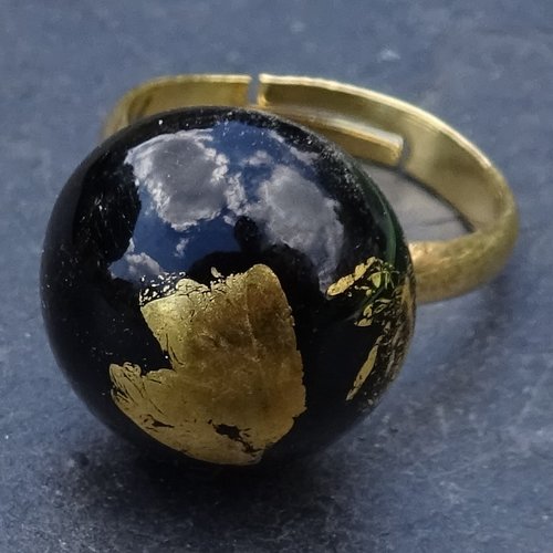 Petite bague cabochon, lampwork, verre filé, verre de murano, bag.1653