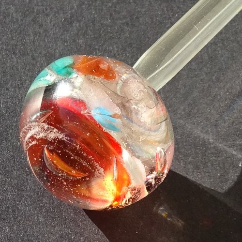 Petite boule décorative sur tige, verre filé, lampwork, verre de murano, deco.0076