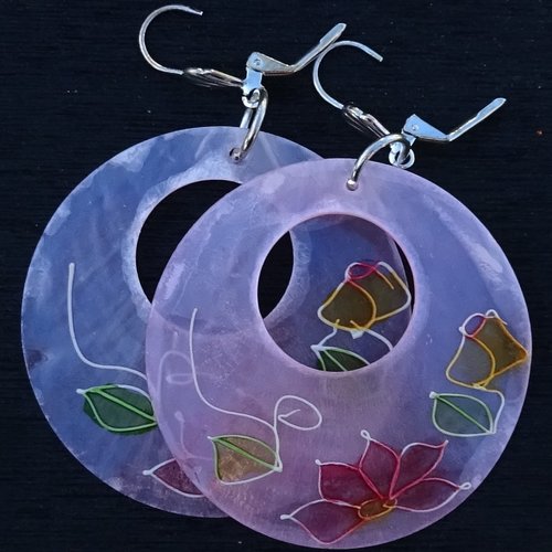 Pendants d'oreille, nacre,  bcl.3070