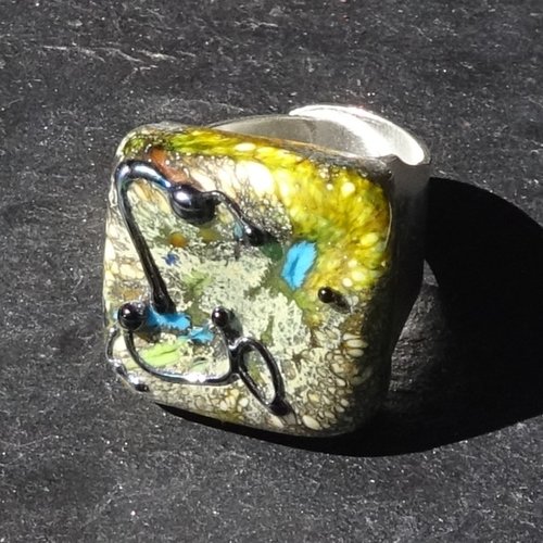 Bague, verre filé, lampwork, verre de murano, bag.1660