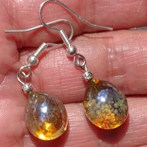Pendants d'oreille, lampwork, verre filé, perle au chalumeau, bcl.3327