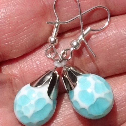 Pendants d'oreille, lampwork, verre filé, perle au chalumeau, bcl.3334