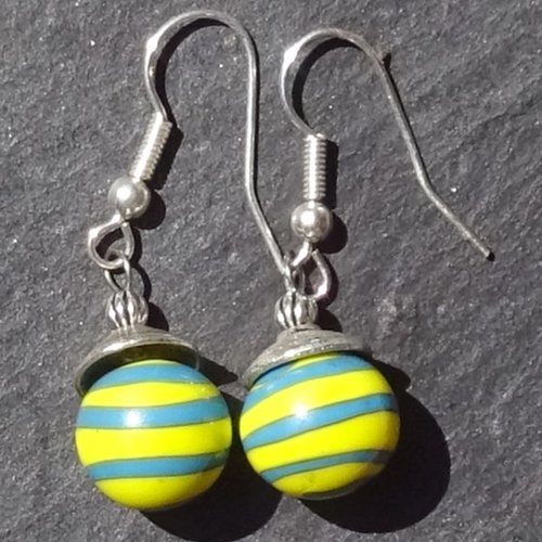 Pendants d'oreille, lampwork, verre filé, perle au chalumeau, bcl.3336