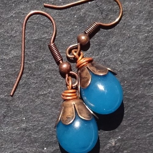Pendants d'oreille, lampwork, verre filé, perle au chalumeau, bcl.3335