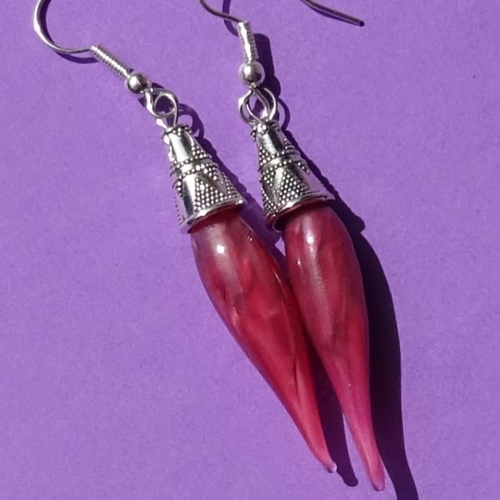 Pendants d'oreille, lampwork, verre filé, perle au chalumeau, bcl.3344