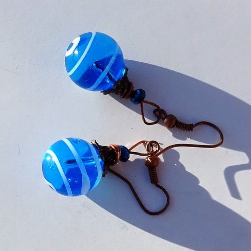 Boucles d'oreille, perles au chalumeau, murano bcl.2889