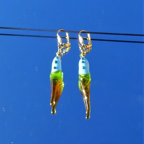 Boucles d'oreille, perles au chalumeau, murano bcl.2892