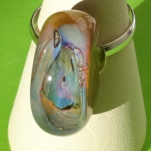Bague, verre filé, lampwork, verre de murano, bag.1544