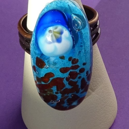 Bague, verre filé, lampwork, verre de murano, bag.1548