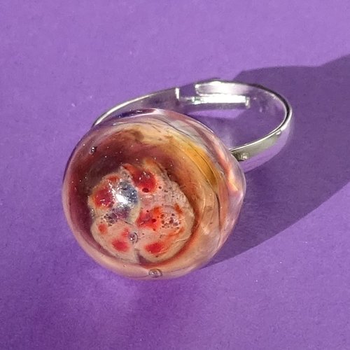 Bague, verre filé, lampwork, verre de murano, bag.1543