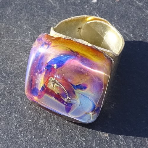 Bague, verre filé, lampwork, verre de murano, bag.1597