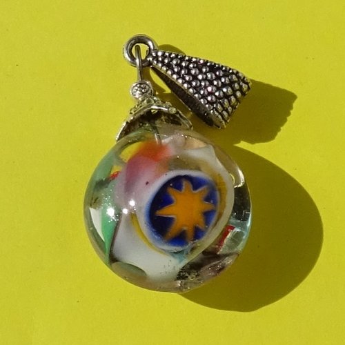 Pendentif perle d'art, lampwork,murano, verre filé cl.1146