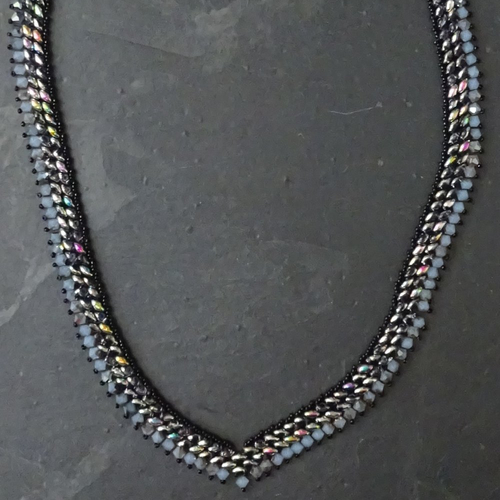 Collier tissé, miyuki, swarovski, cl.1006