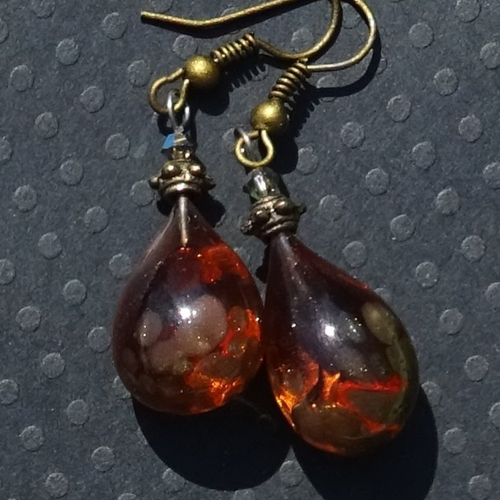 Pendants d'oreille, verre filé, lampwork, bcl.3107