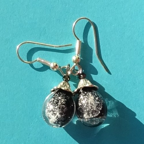 Pendants d'oreille, lampwork, verre filé, perle au chalumeau, bcl.3356