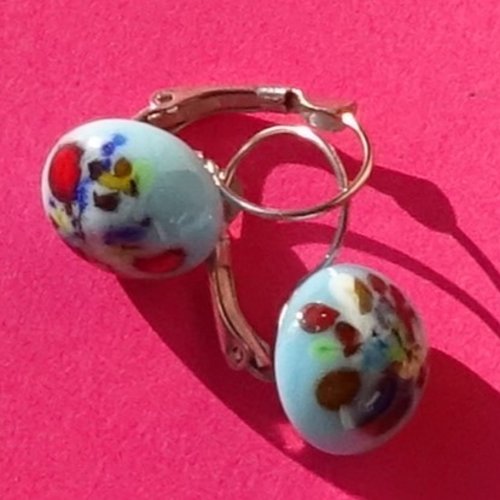 Pendants d'oreille, lampwork, verre filé, perle au chalumeau, bcl.3357