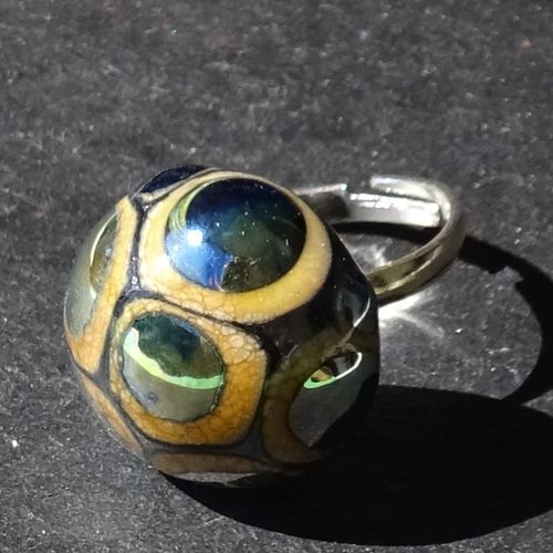Bague cabochon, lampwork, verre filé, verre de murano, bag.1665