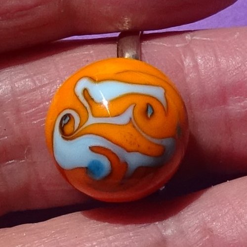Bague cabochon, lampwork, verre filé, verre de murano, bag.1668