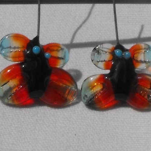 Duo de papillons en verre de murano perl.0776