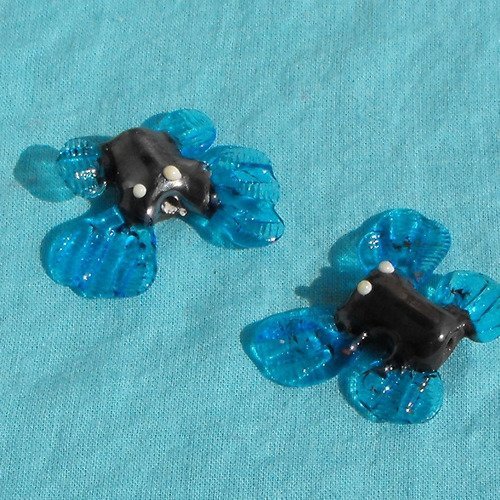 Set de perles papillon en verre filé, lampwork, murano, perl.0424