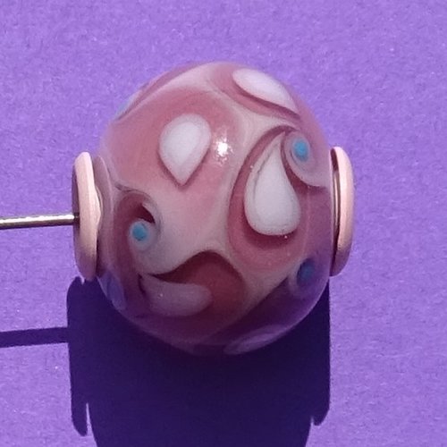 Jolie perle ronde, verre de murano, lampwork, verre filé,  perl.3965