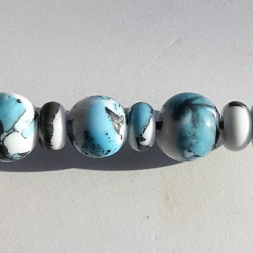 Set de perles filées, lampwork, verre de murano, perl.2976