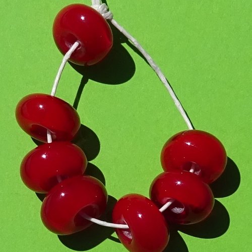 Lot de 7 perles au chalumeau, lampwork, verre filé, murano perl.4333