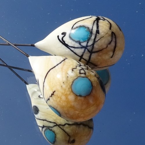 Headpins verre filé, lampwork, verre de murano, perl.4189