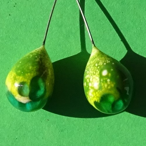 Duo de headpins en verre filé, lampwork,perl.5332