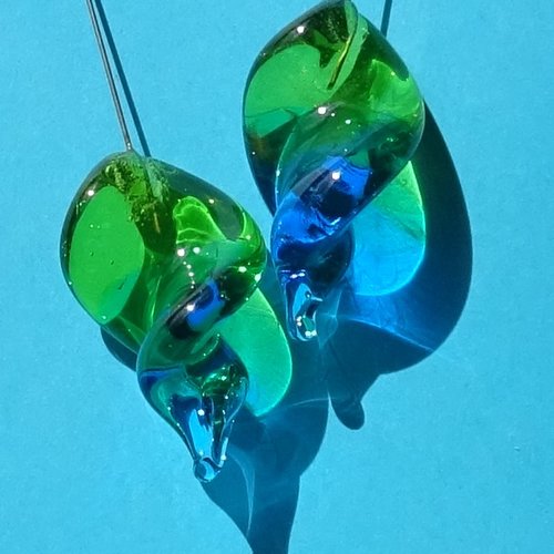 Duo de headpins en verre filé, lampwork,perl.5424