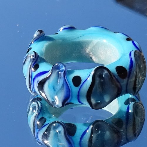 Grande perle donut, verre de murano, lampwork, verre filé,  perl.3298