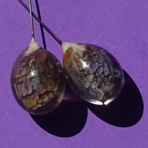 Headpins verre filé, lampwork, verre de murano, perl.5448