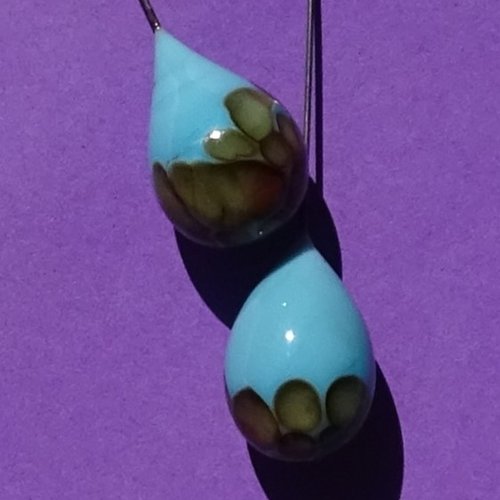 Headpins verre filé, lampwork, verre de murano, perl.5450