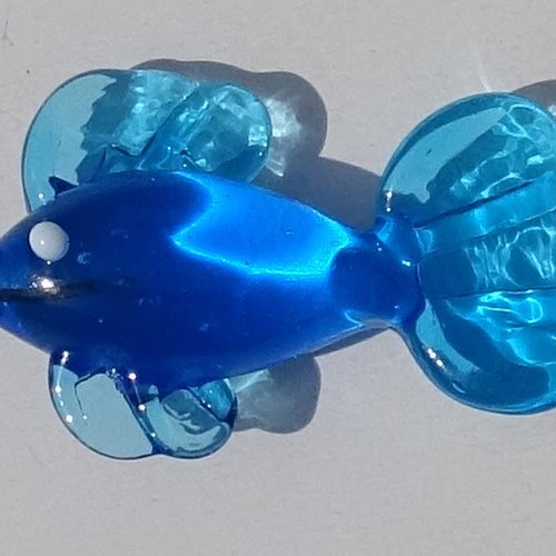 Headpin poisson, verre filé, lampwork, verre de murano, perl.4390