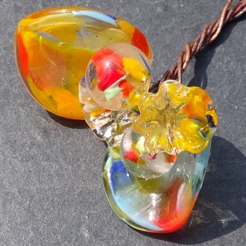 Headpins en verre filé, lampwork, verre de murano, perl.4883