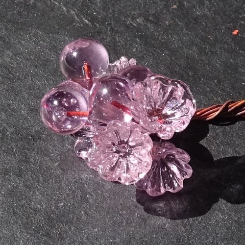 10 headpins en verre filé, lampwork, verre de murano, perl.5458