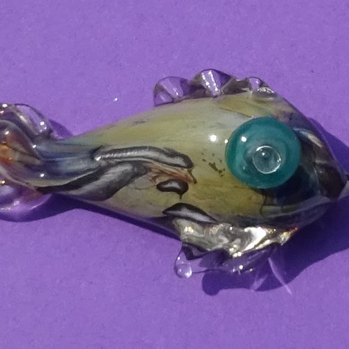 Headpin poisson, verre filé, lampwork, verre de murano, perl.4915